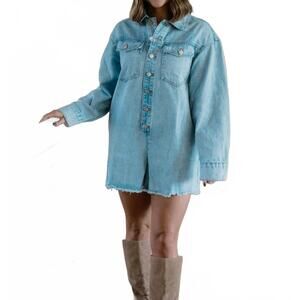 NEW HEYSON women's shay mineral washed denim romper in blue